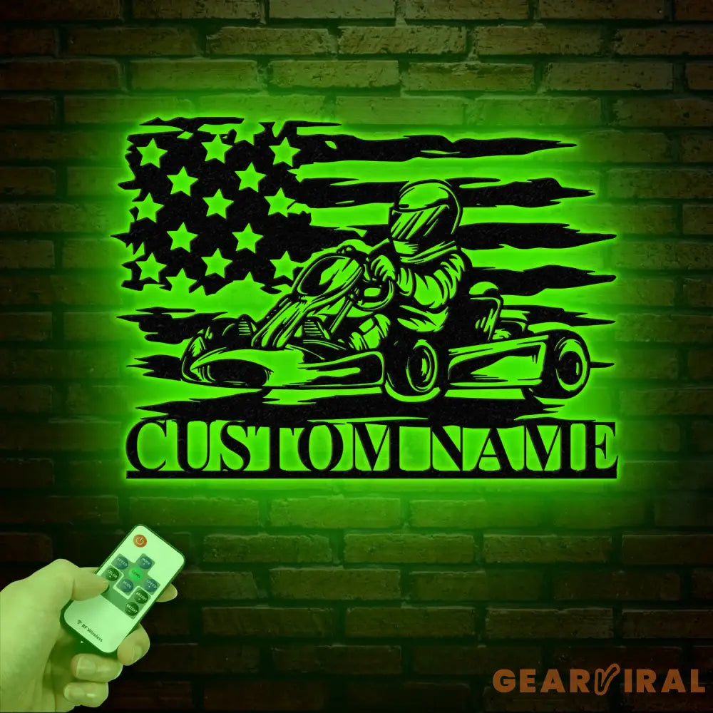 Personalized Go Kart Racing Metal Sign with LED Light Custom Go Kart Racing Sign Go Kart Racer Name Sign Go Kart Gifts