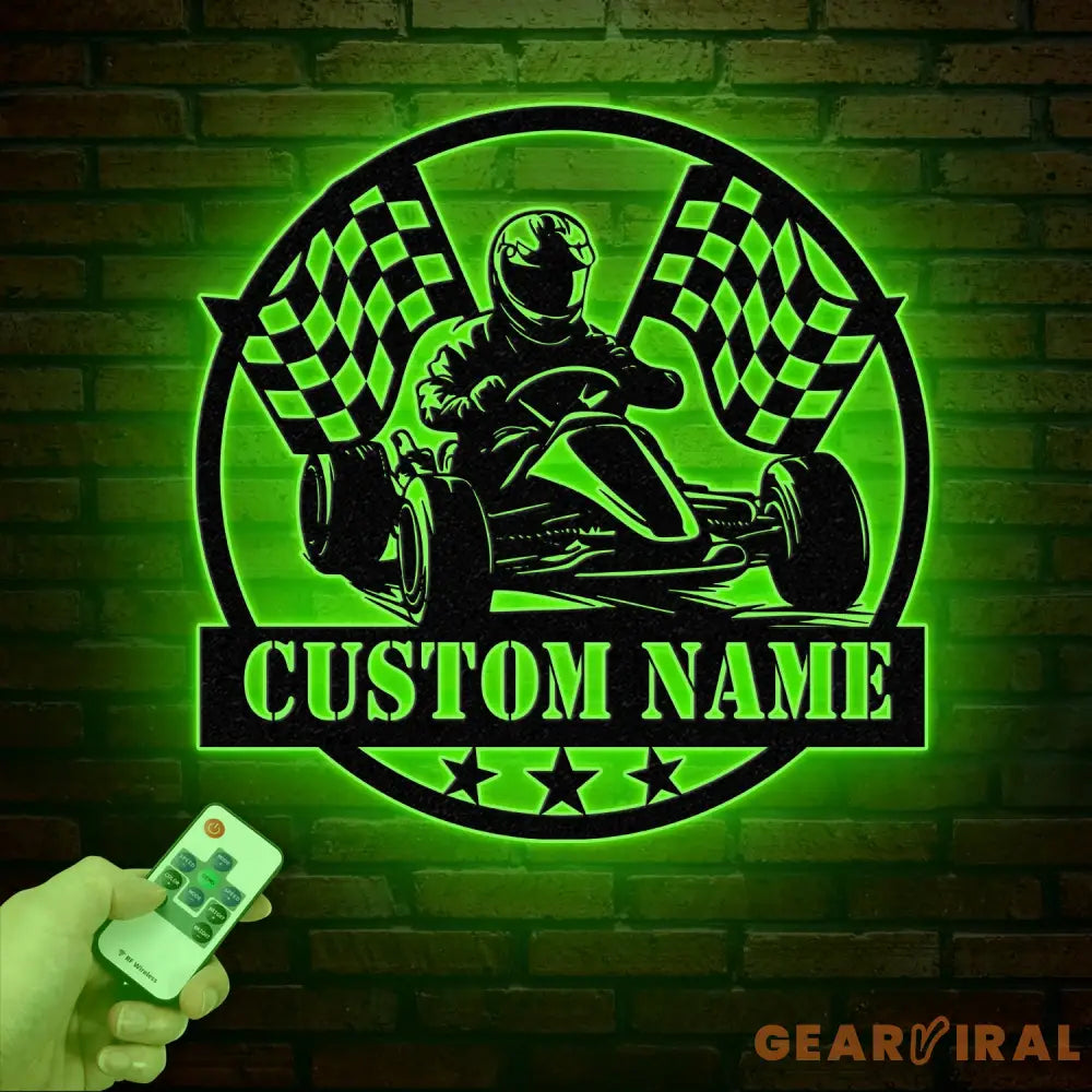 Personalized Go Kart Racing Metal Sign with LED Light Custom Go Kart Racing Sign Go Kart Racer Name Sign Go Kart Gifts