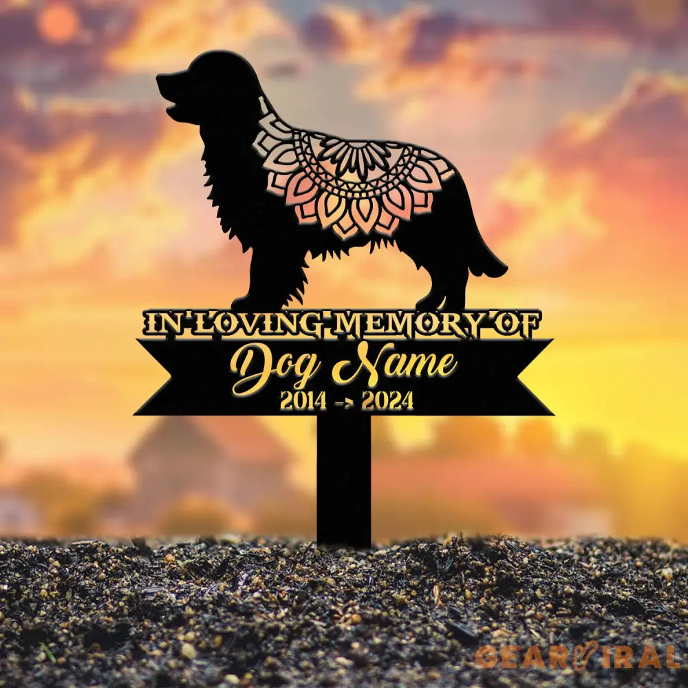 Personalized Golden Retriever Mandala Garden Stake Zentangle Yard Art Dog Memorial Sign Outdoor Decor Pet Loss Sympathy