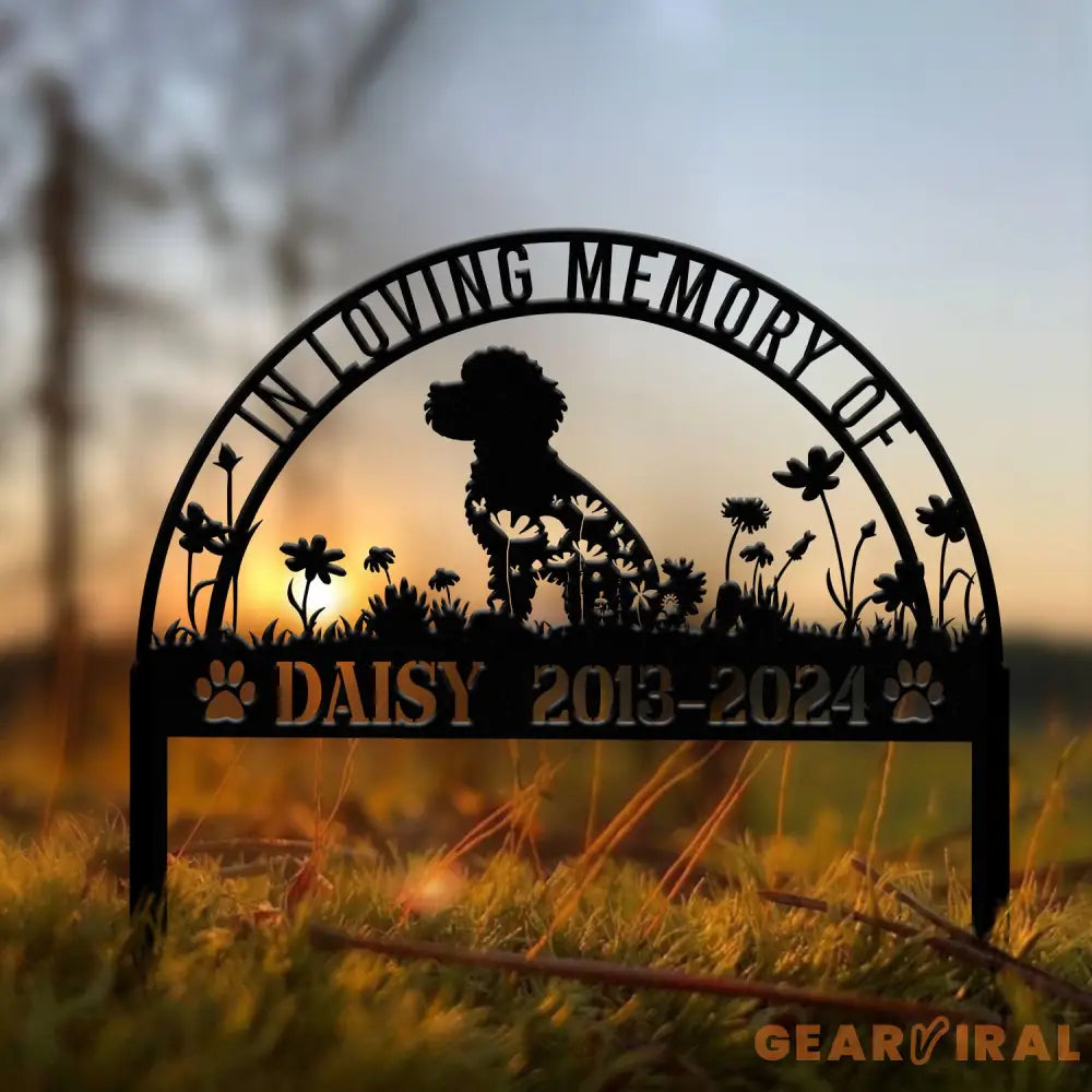 Personalized Goldendoodle Memorial Garden Stake Custom Golden Doodle Grave Marker Sign Pet Loss Remembrance Stake