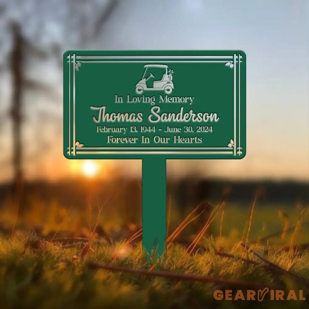 Personalized Golf Cart Memorial Yard Sign – In Loving Memory Garden Stake – Custom Outdoor Memorial Plaque for Golf