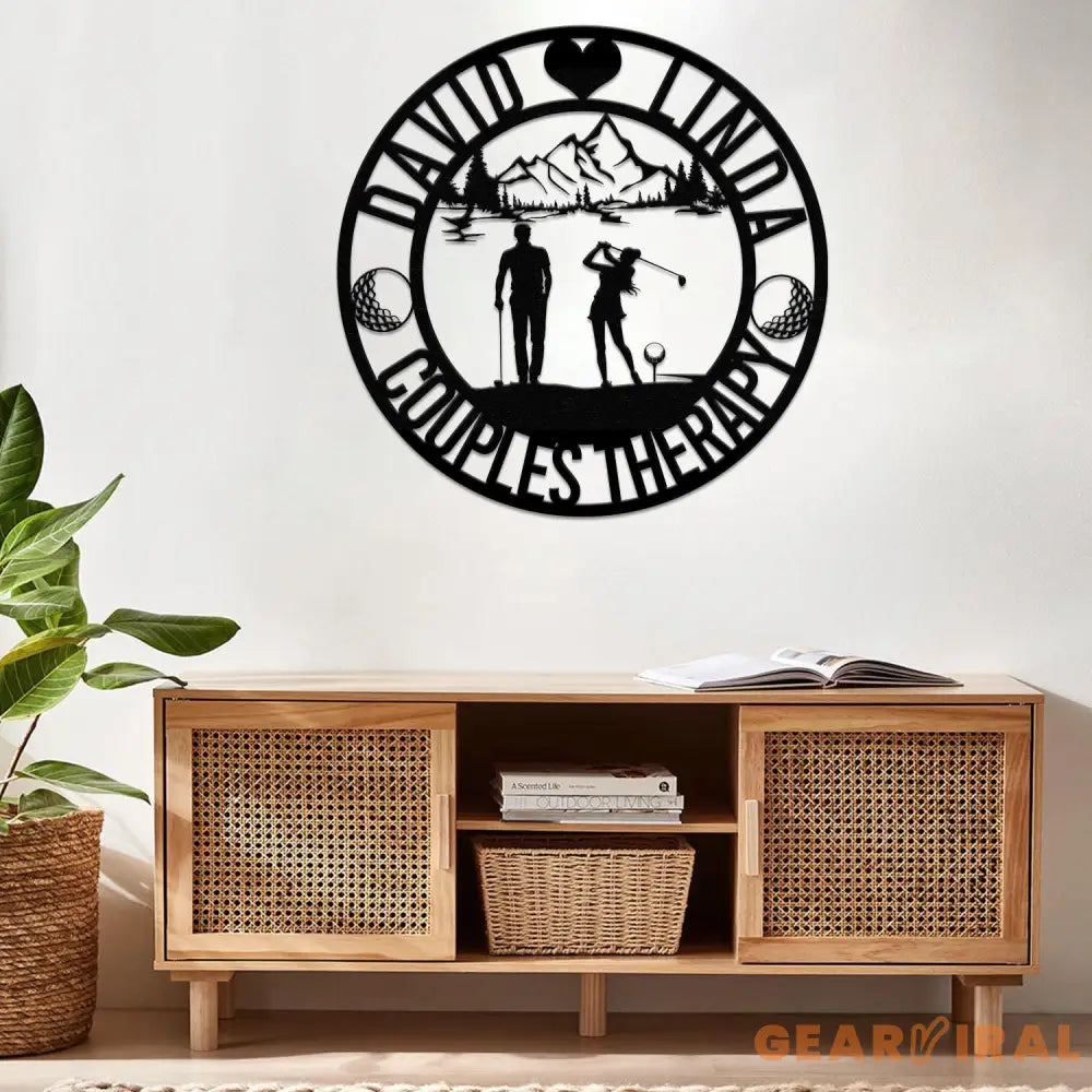 Personalized Golf Couple Wedding Metal Sign with Led Lights Couple Therapy Sign Custom Name Sign Couple Golfer Gifts