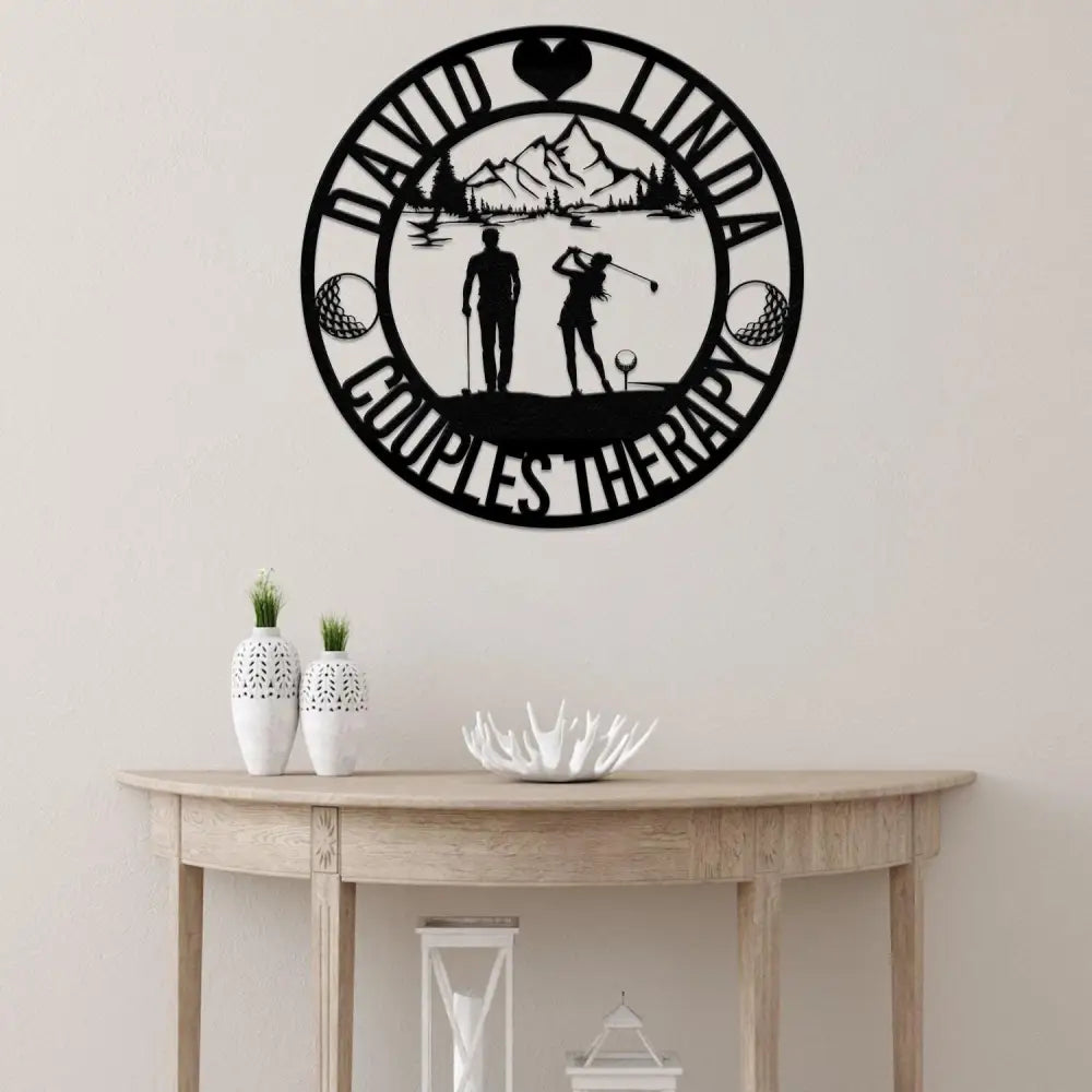 Personalized Golf Couple Wedding Metal Sign with Led Lights Couple Therapy Sign Custom Name Sign Couple Golfer Gifts