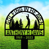 Personalized Golf Memorial Stake - Metal Stake With Solar Light - Golfing In Heaven - Father's Day | GearViral