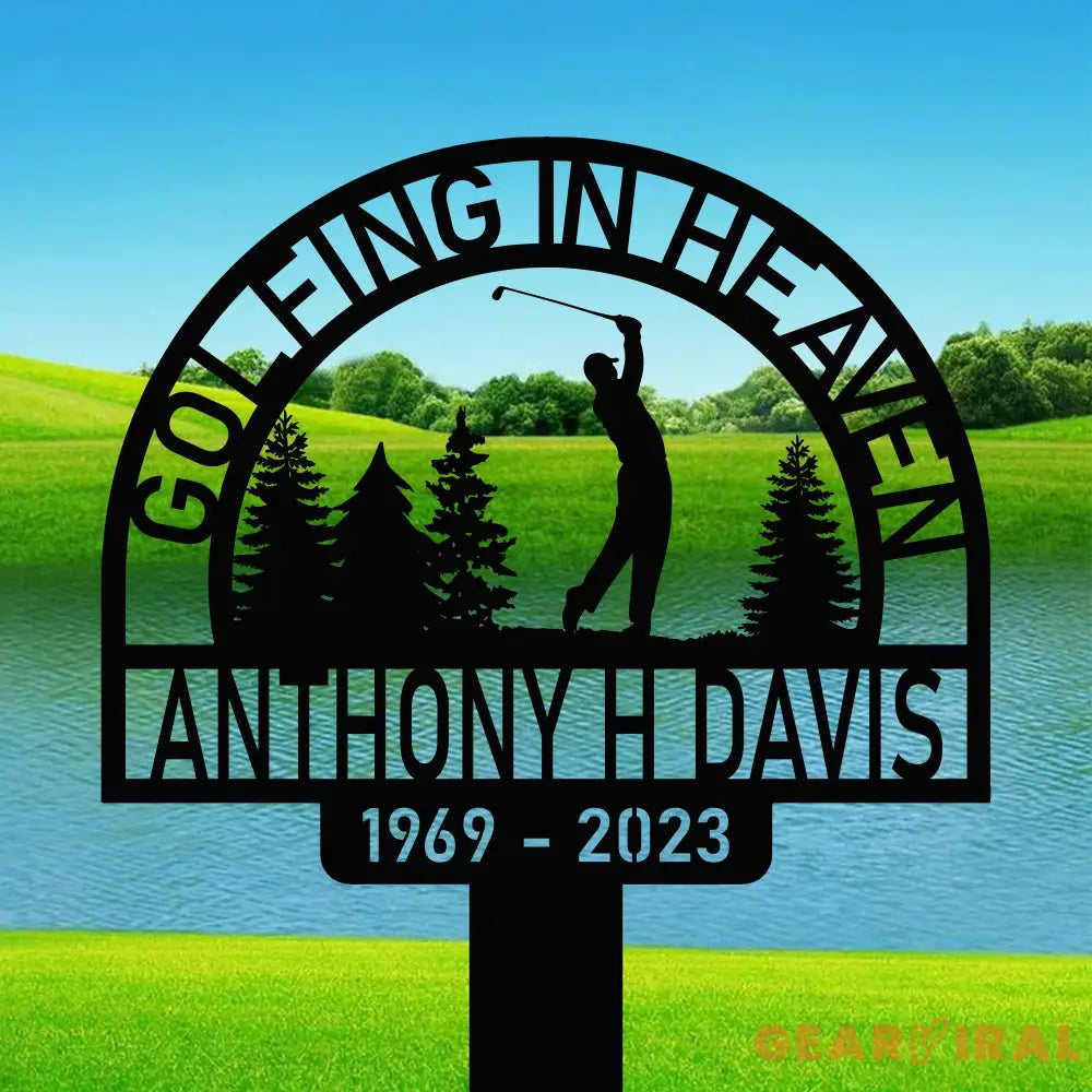 Personalized Golf Memorial Stake - Metal Stake With Solar Light - Golfing In Heaven - Father’s Day | GearViral
