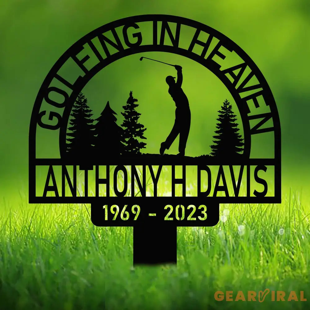 Personalized Golf Memorial Stake - Metal Stake With Solar Light - Golfing In Heaven - Father’s Day | GearViral