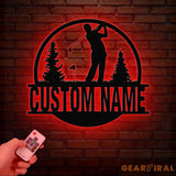 Personalized Golf Metal Sign LED Light Custom Golfer Name Sign Golf Gifts for Men Father’s Day Gift 19th Hole Decor