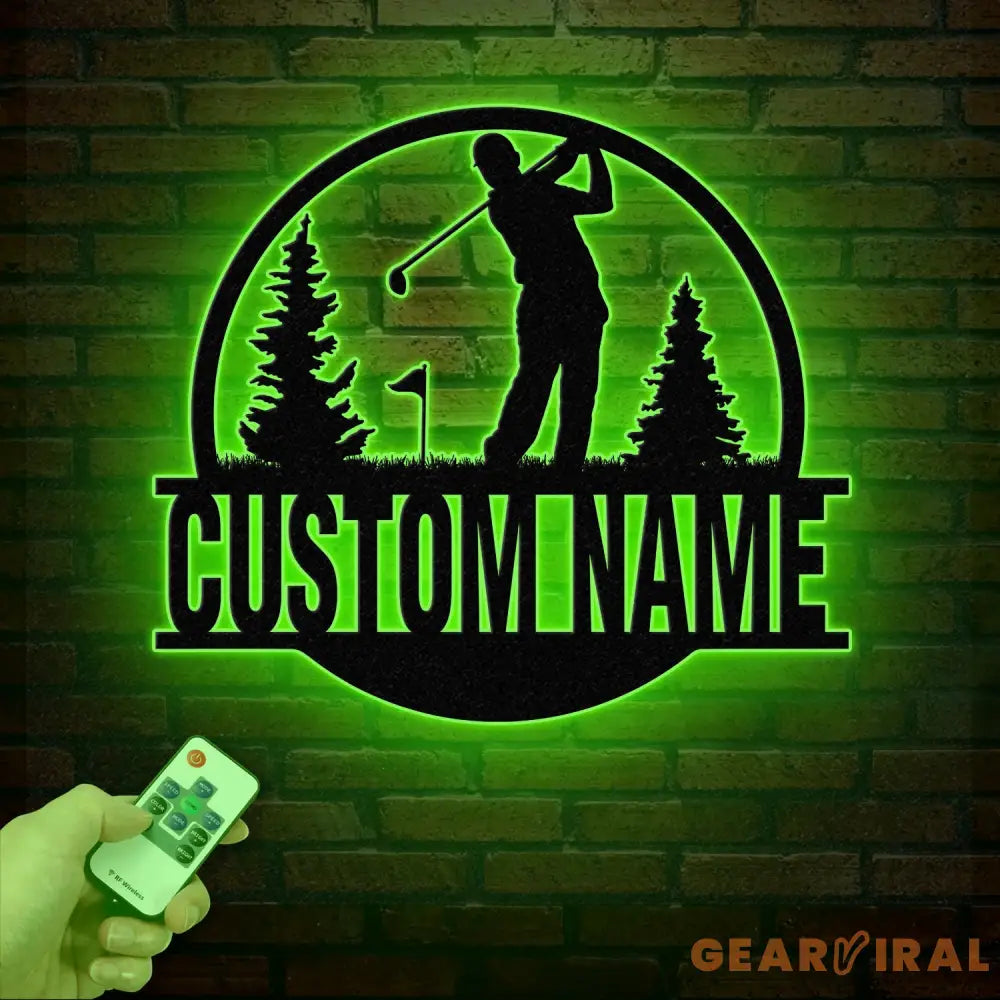 Personalized Golf Metal Sign LED Light Custom Golfer Name Sign Golf Gifts for Men Father’s Day Gift 19th Hole Decor