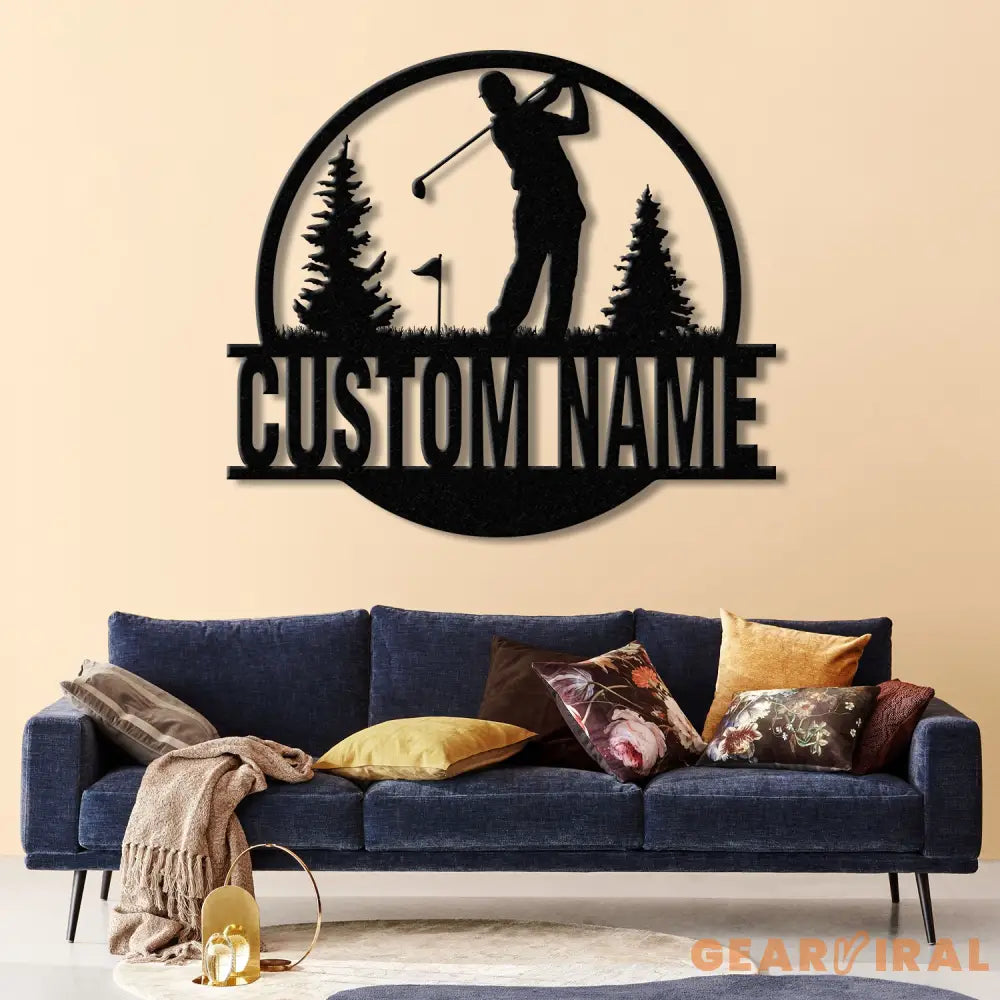 Personalized Golf Metal Sign LED Light Custom Golfer Name Sign Golf Gifts for Men Father’s Day Gift 19th Hole Decor
