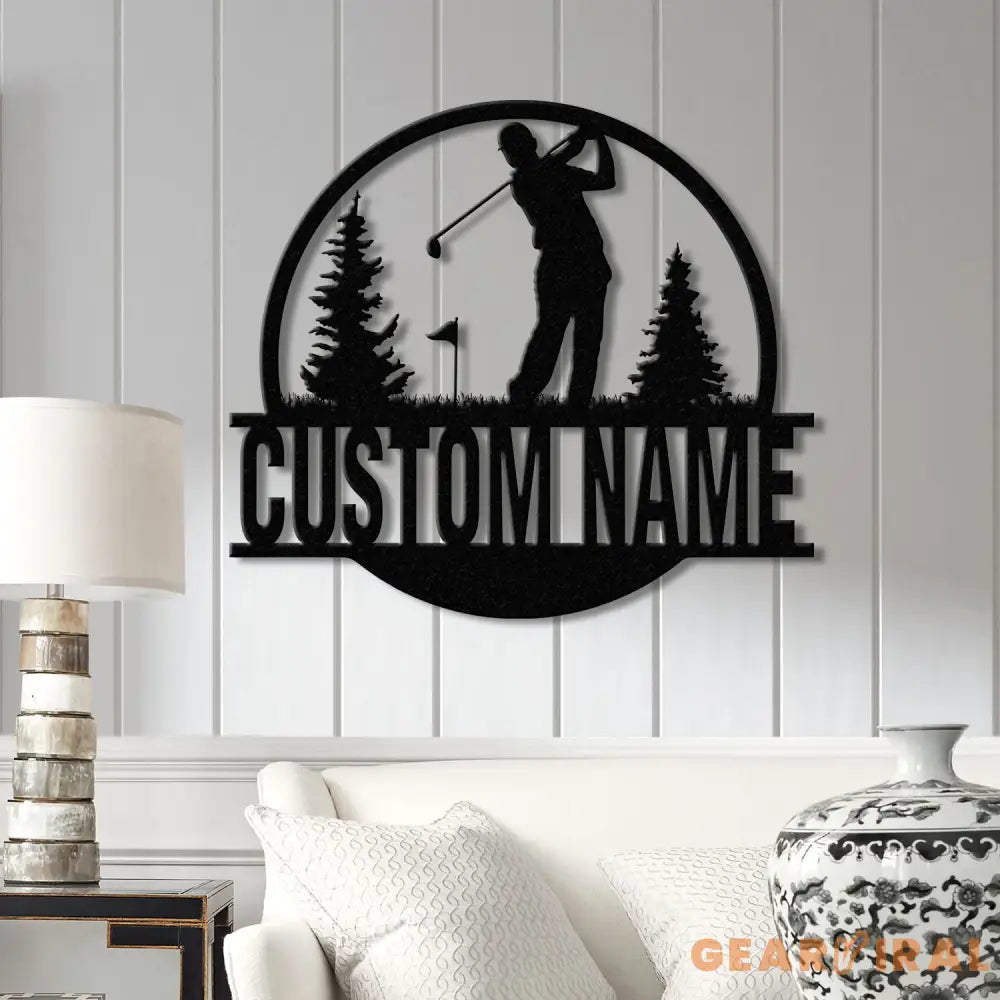 Personalized Golf Metal Sign LED Light Custom Golfer Name Sign Golf Gifts for Men Father’s Day Gift 19th Hole Decor