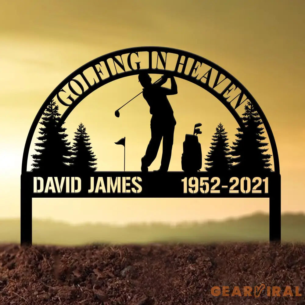 Personalized Golfing In Heaven Memorial Stake Metal Golfer Memorial Gift Golfer Dad Sympathy Grave Marker Metal Sign