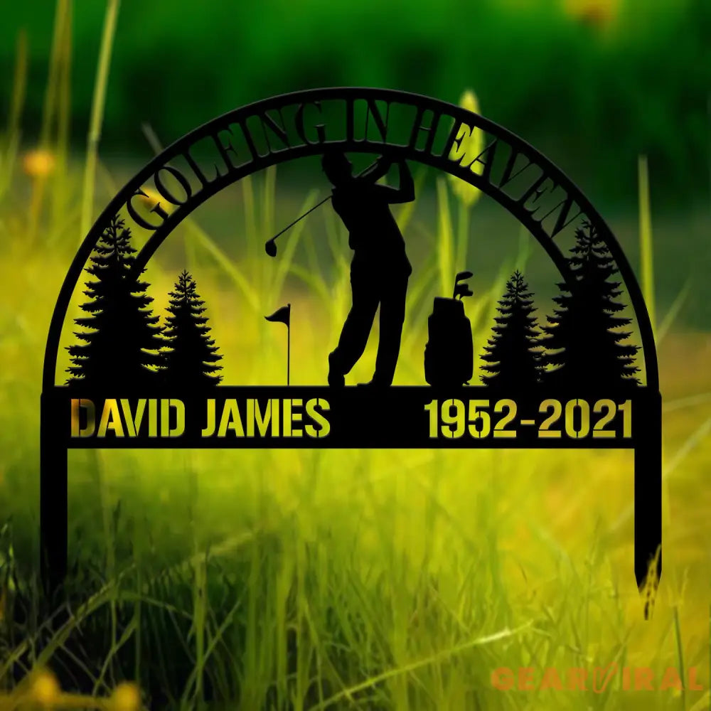Personalized Golfing In Heaven Memorial Stake Metal Golfer Memorial Gift Golfer Dad Sympathy Grave Marker Metal Sign