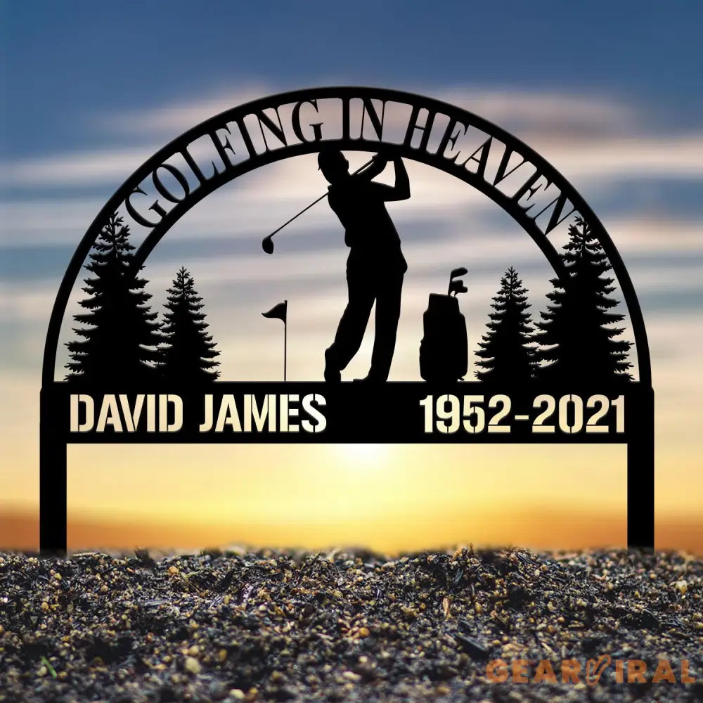 Personalized Golfing In Heaven Memorial Stake Metal Golfer Memorial Gift Golfer Dad Sympathy Grave Marker Metal Sign