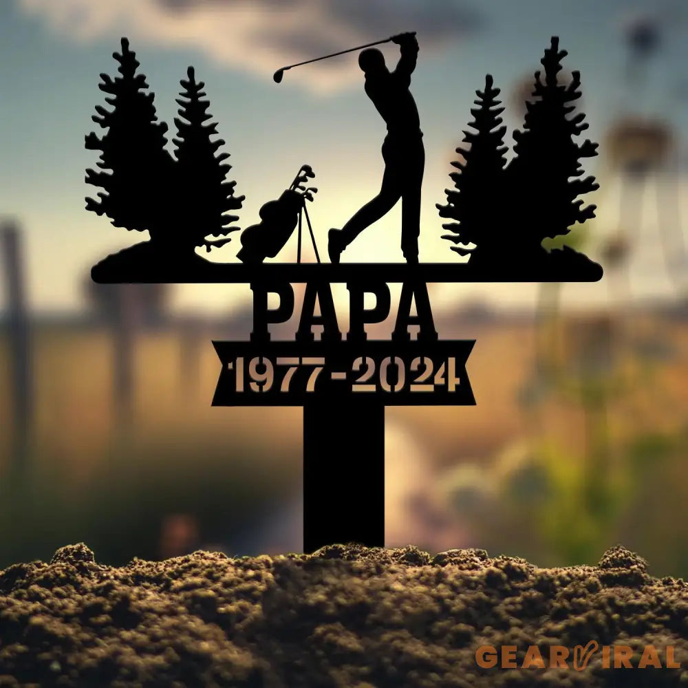 Personalized Golfing In Heaven Memorial Stake Metal Golfer Memorial Gift Golfer Dad Sympathy Grave Marker Metal Sign