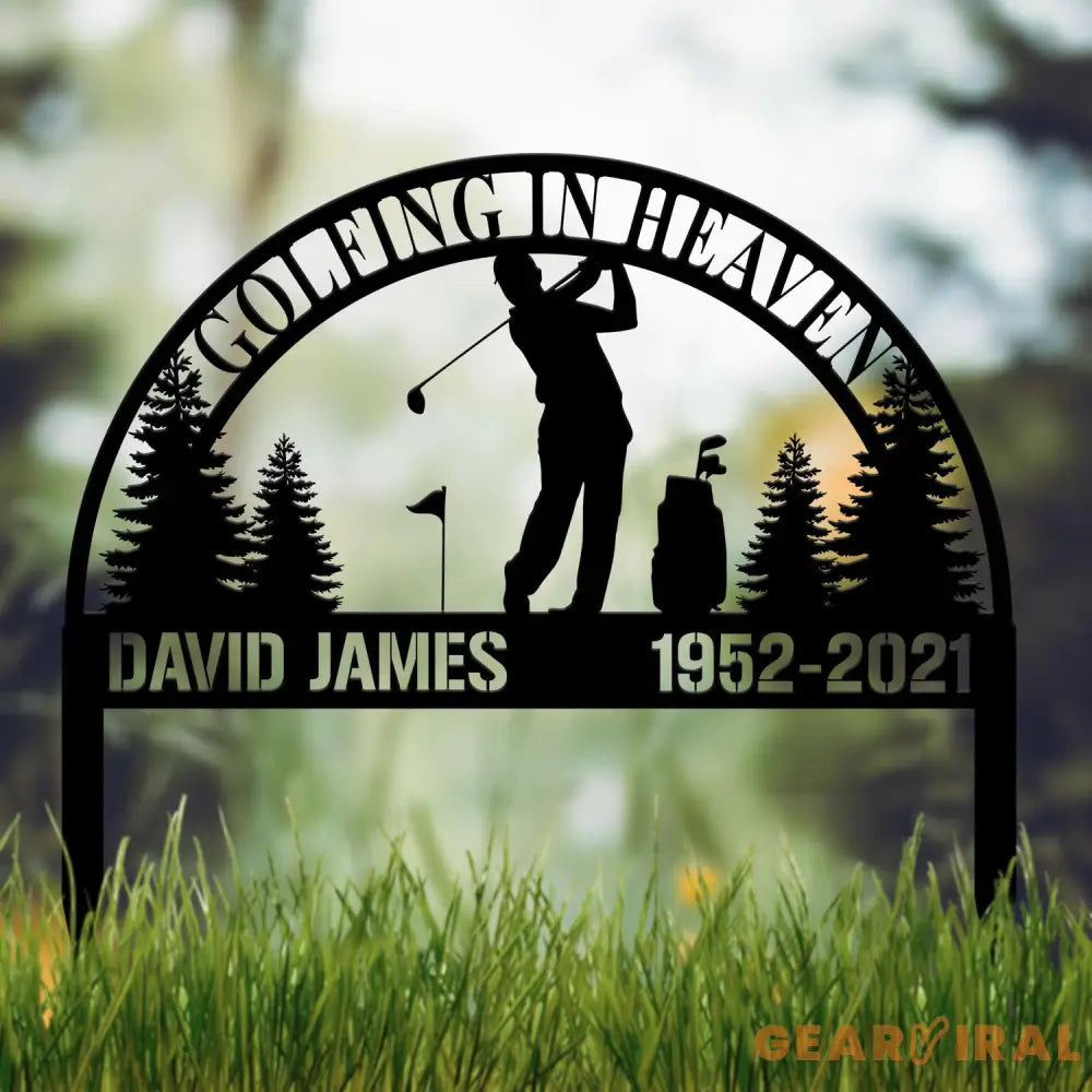 Personalized Golfing In Heaven Memorial Stake Metal Golfer Memorial Gift Golfer Dad Sympathy Grave Marker Metal Sign