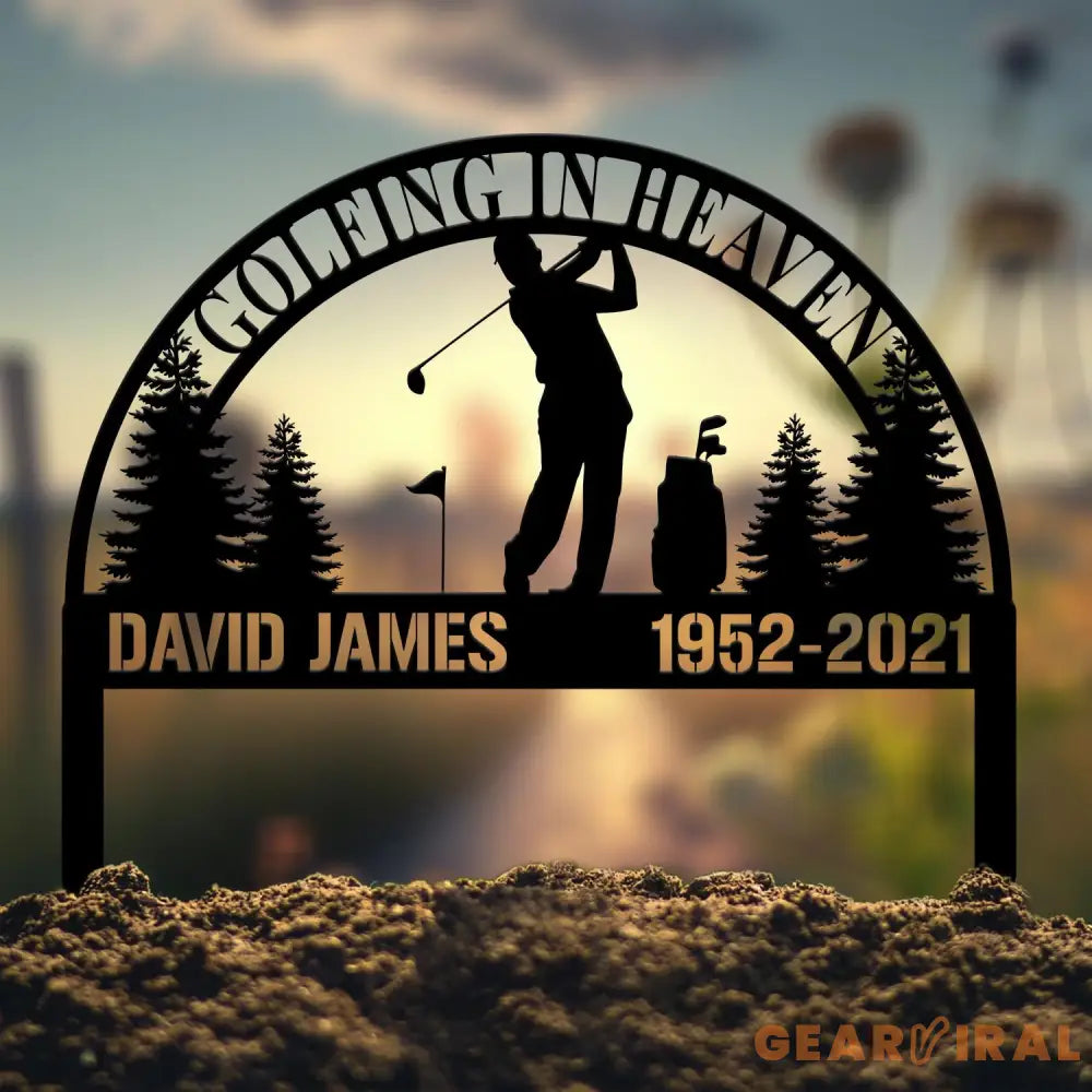 Personalized Golfing In Heaven Memorial Stake Metal Golfer Memorial Gift Golfer Dad Sympathy Grave Marker Metal Sign