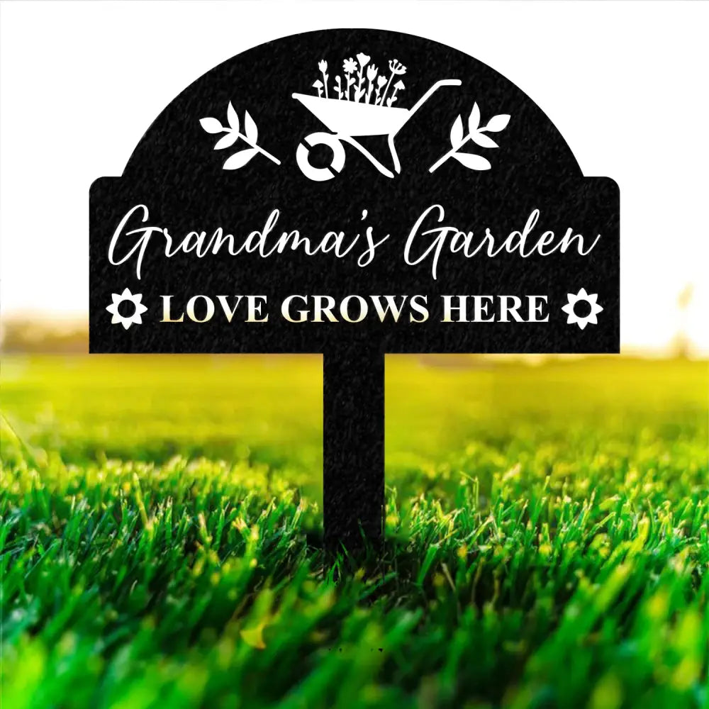 Personalized Grandma’s Garden Love Grows Here Metal Sign Flower Sign with Stakes Gift for Grandma - Gearviral