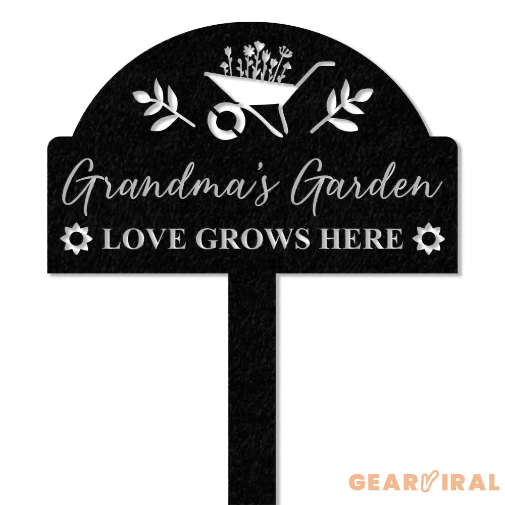 Personalized Grandma’s Garden Love Grows Here Metal Sign Flower Sign with Stakes Gift for Grandma - Gearviral
