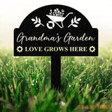 Personalized Grandma’s Garden Love Grows Here Metal Sign Flower Sign with Stakes Gift for Grandma - Gearviral