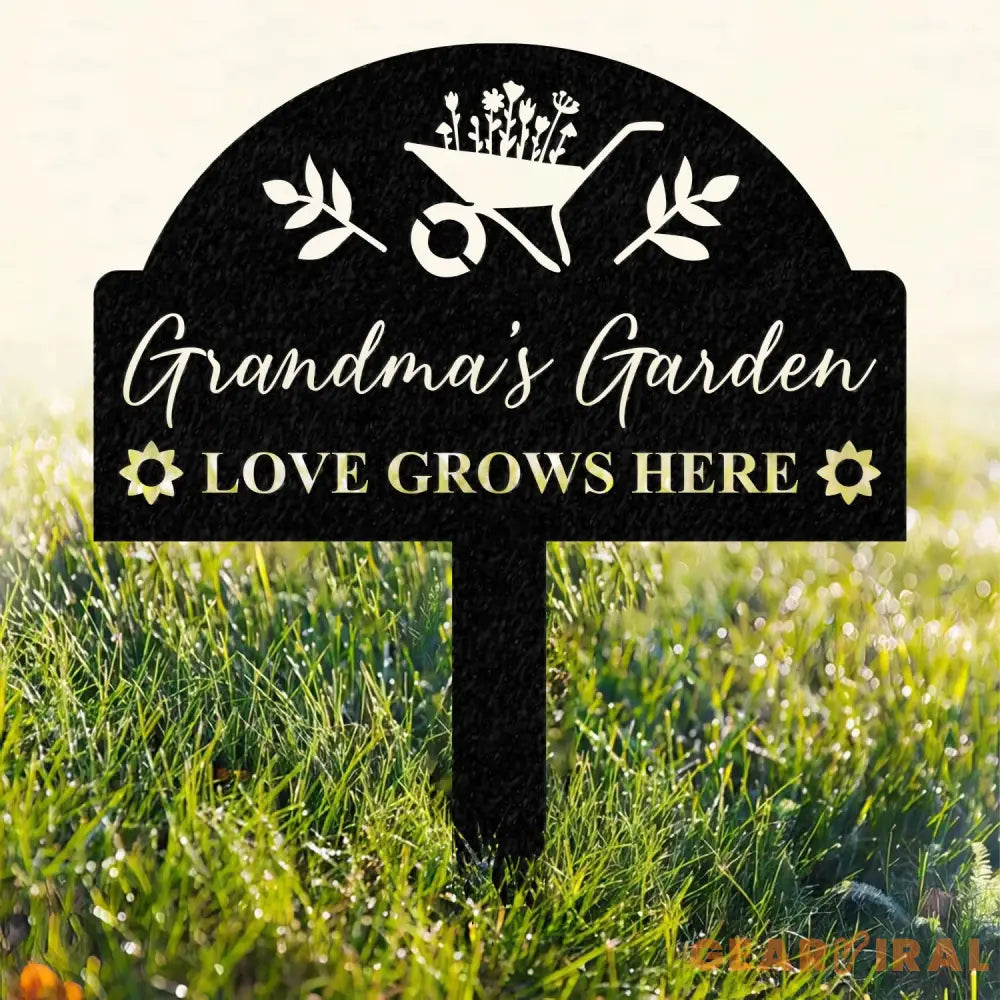 Personalized Grandma’s Garden Love Grows Here Metal Sign Flower Sign with Stakes Gift for Grandma - Gearviral
