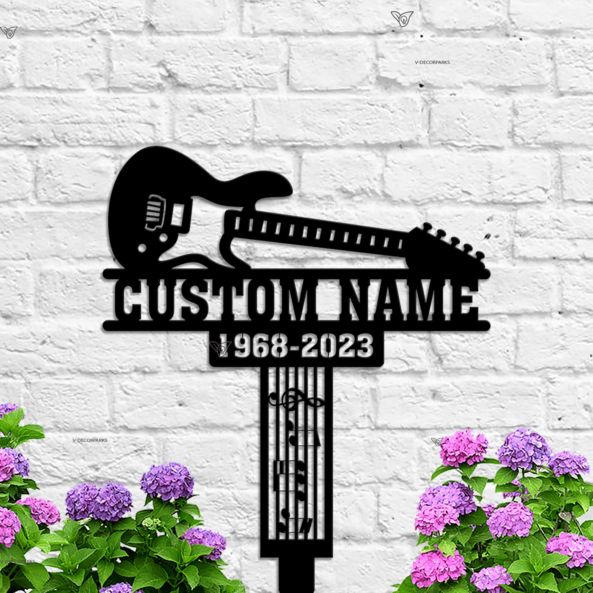 Personalized Grave Marker for Human - Guitar Player Memorial Metal Plaque - Guitarist Outdoor Garden Stake - Playing In Heaven | GearViral