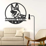 Personalized GSD German Shepherd Metal Wall Art LED Light Custom Dog Lover Name Sign Home Decor Kids Nursery Pet