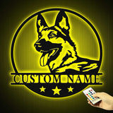 Personalized GSD German Shepherd Metal Wall Art LED Light Custom Dog Lover Name Sign Home Decor Kids Nursery Pet Decoration Birthday Xmas | GearViral