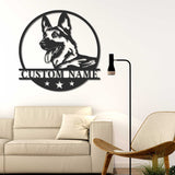 Personalized GSD German Shepherd Metal Wall Art LED Light Custom Dog Lover Name Sign Home Decor Kids Nursery Pet Decoration Birthday Xmas | GearViral