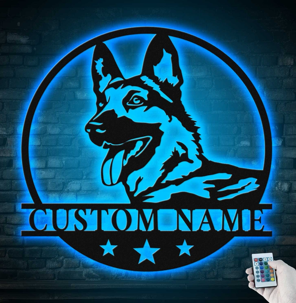 Personalized GSD German Shepherd Metal Wall Art LED Light Custom Dog Lover Name Sign Home Decor Kids Nursery Pet Decoration Birthday Xmas | GearViral