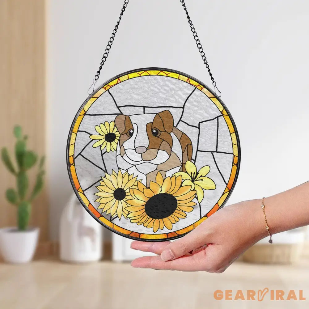 Personalized Guinea Pig Portrait Stained Glass Suncatcher Pet Loss Sympathy Guinea Pig Memorial Suncatcher Pet Lovers