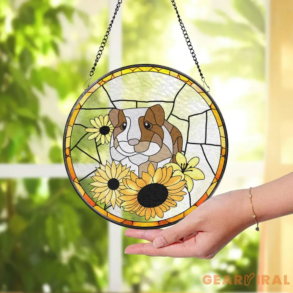 Personalized Guinea Pig Portrait Stained Glass Suncatcher Pet Loss Sympathy Guinea Pig Memorial Suncatcher Pet Lovers