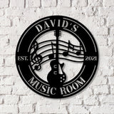Personalized Guitar Metal Wall Art With Led Lights, Music Room Decor, Music Studio Sign, Musician Gift - Gearviral
