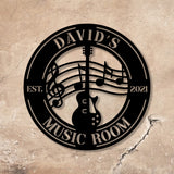 Personalized Guitar Metal Wall Art With Led Lights, Music Room Decor, Music Studio Sign, Musician Gift - Gearviral