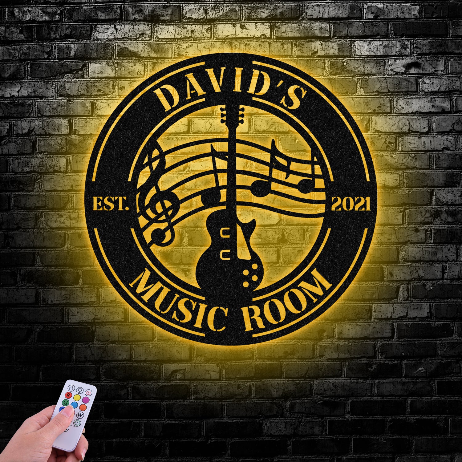 Personalized Guitar Metal Wall Art With Led Lights, Music Room Decor, Music Studio Sign, Musician Gift - Gearviral