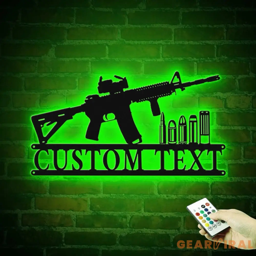 Personalized Gun Metal Sign LED - Armory Decor - Gun Gift Sign - Gun Owner Gift | GearViral
