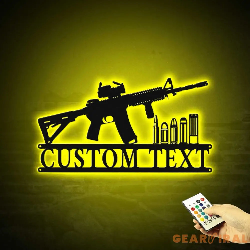 Personalized Gun Metal Sign LED - Armory Decor - Gun Gift Sign - Gun Owner Gift | GearViral