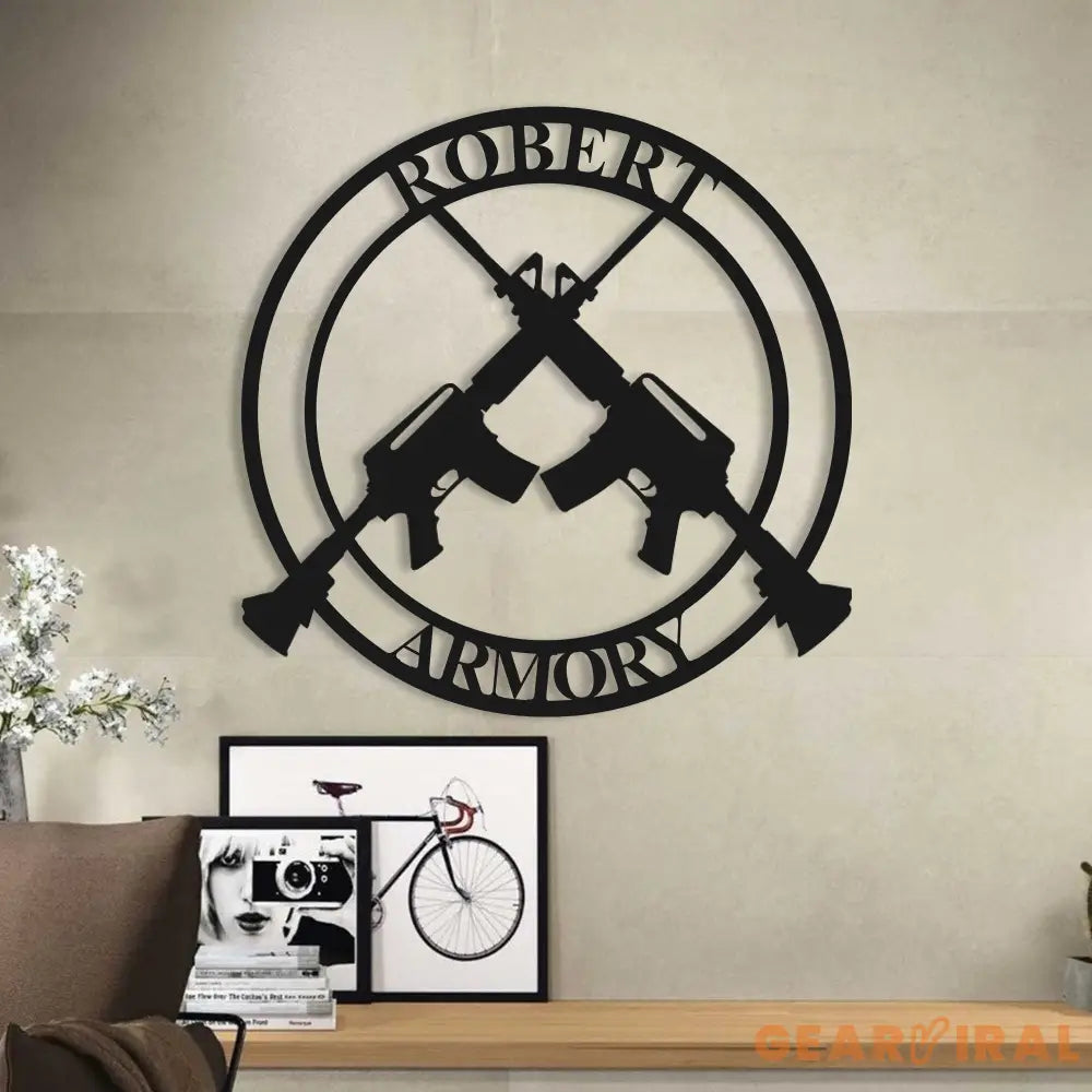 Personalized Gun Metal Sign - Gun Owner Gift - Armory Decor - 2nd Amendment - Army Gift - Veteran Gift - AR-15 - Gun