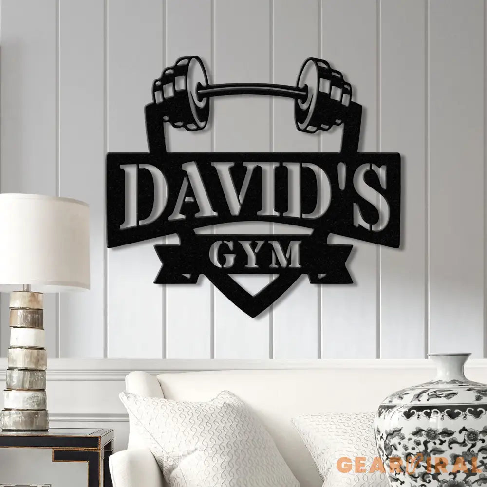 Personalized Gym Name Metal Sign Custom Bodybuilder Name Sign Barbell Gym Wall Hanging Fitness Center Wall Art