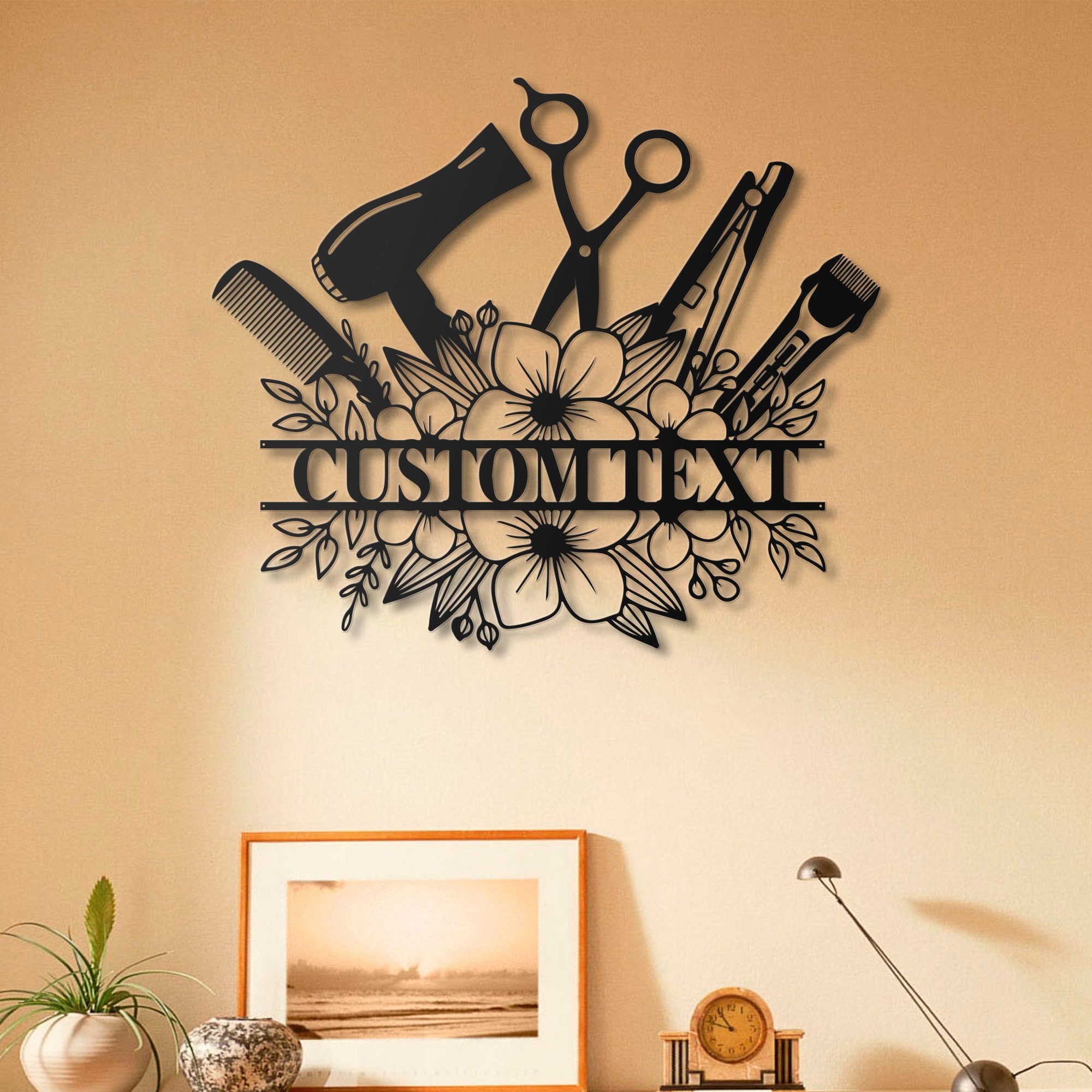 Personalized Hair Salon Name Sign Decor - Custom Hair Stylist Metal Wall Art LED Light - Hair Stylist Gifts - Gift For Hair Stylist | GearViral