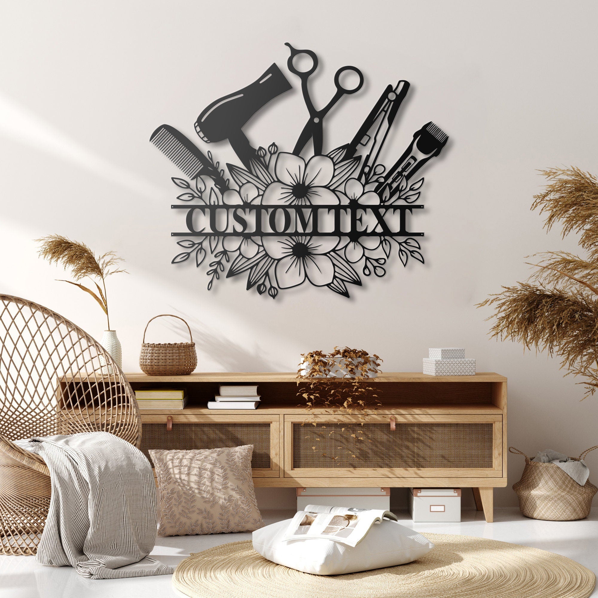 Personalized Hair Salon Name Sign Decor - Custom Hair Stylist Metal Wall Art LED Light - Hair Stylist Gifts - Gift For Hair Stylist | GearViral
