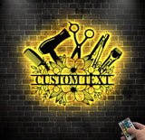 Personalized Hair Salon Name Sign Decor - Custom Hair Stylist Metal Wall Art LED Light - Hair Stylist Gifts - Gift For