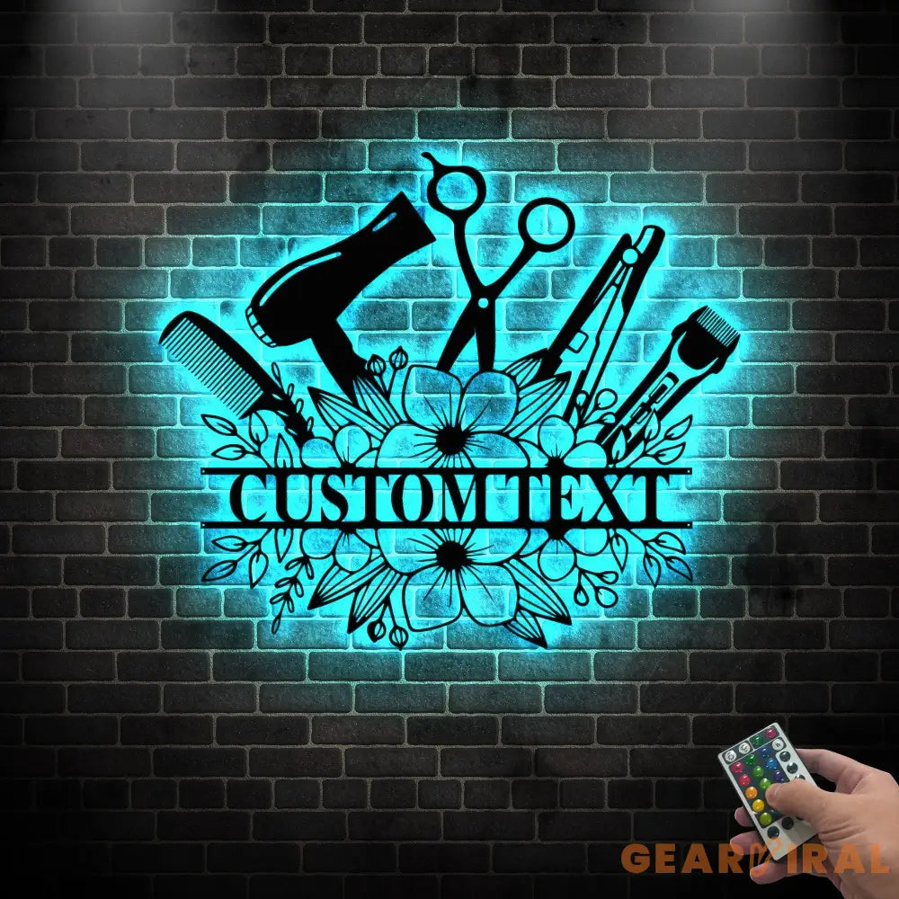 Personalized Hair Salon Name Sign Decor - Custom Hair Stylist Metal Wall Art LED Light - Hair Stylist Gifts - Gift For