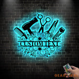 Personalized Hair Salon Name Sign Decor - Custom Hair Stylist Metal Wall Art LED Light - Hair Stylist Gifts - Gift For