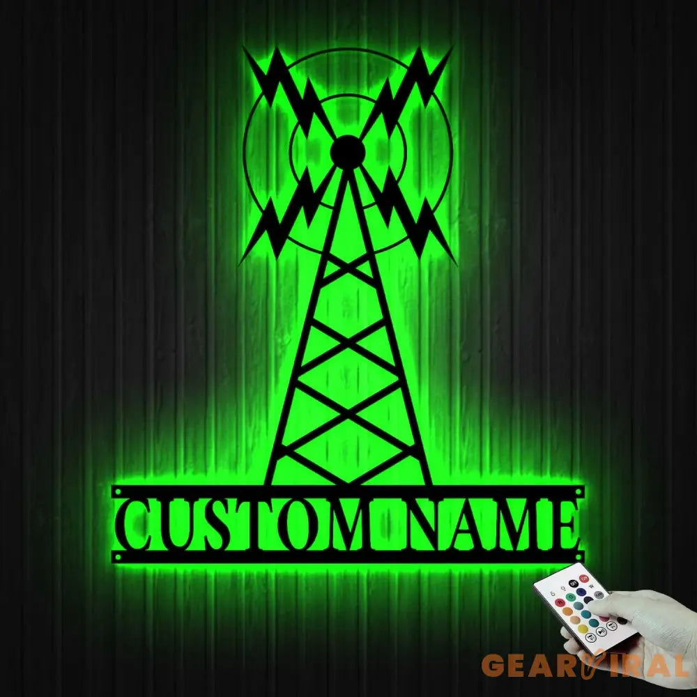 Personalized Ham Radio Metal Wall Art LED Light - Custom Amateur Radio Name Sign Home Decor - Ideal for Home Decor &