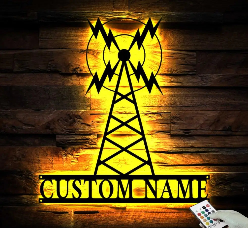 Personalized Ham Radio Metal Wall Art LED Light - Custom Amateur Radio Name Sign Home Decor - Ideal for Home Decor &