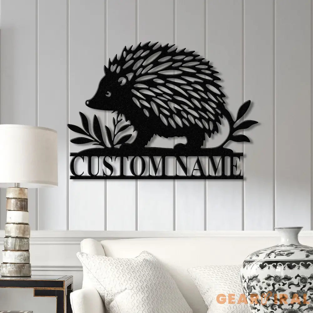 Personalized Hedgehog Monogram Metal Sign with LED Lights – Custom Hedgehog Name Sign – Hedgehog Lover Wall Art & Home