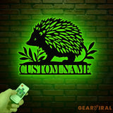 Personalized Hedgehog Monogram Metal Sign with LED Lights – Custom Hedgehog Name Sign – Hedgehog Lover Wall Art & Home