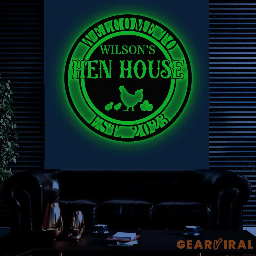 Personalized Hen House Sign with Led Light Chicken Coop Sign Farm Metal Sign Metal Farm Coop Sign Custom Chicken Coop