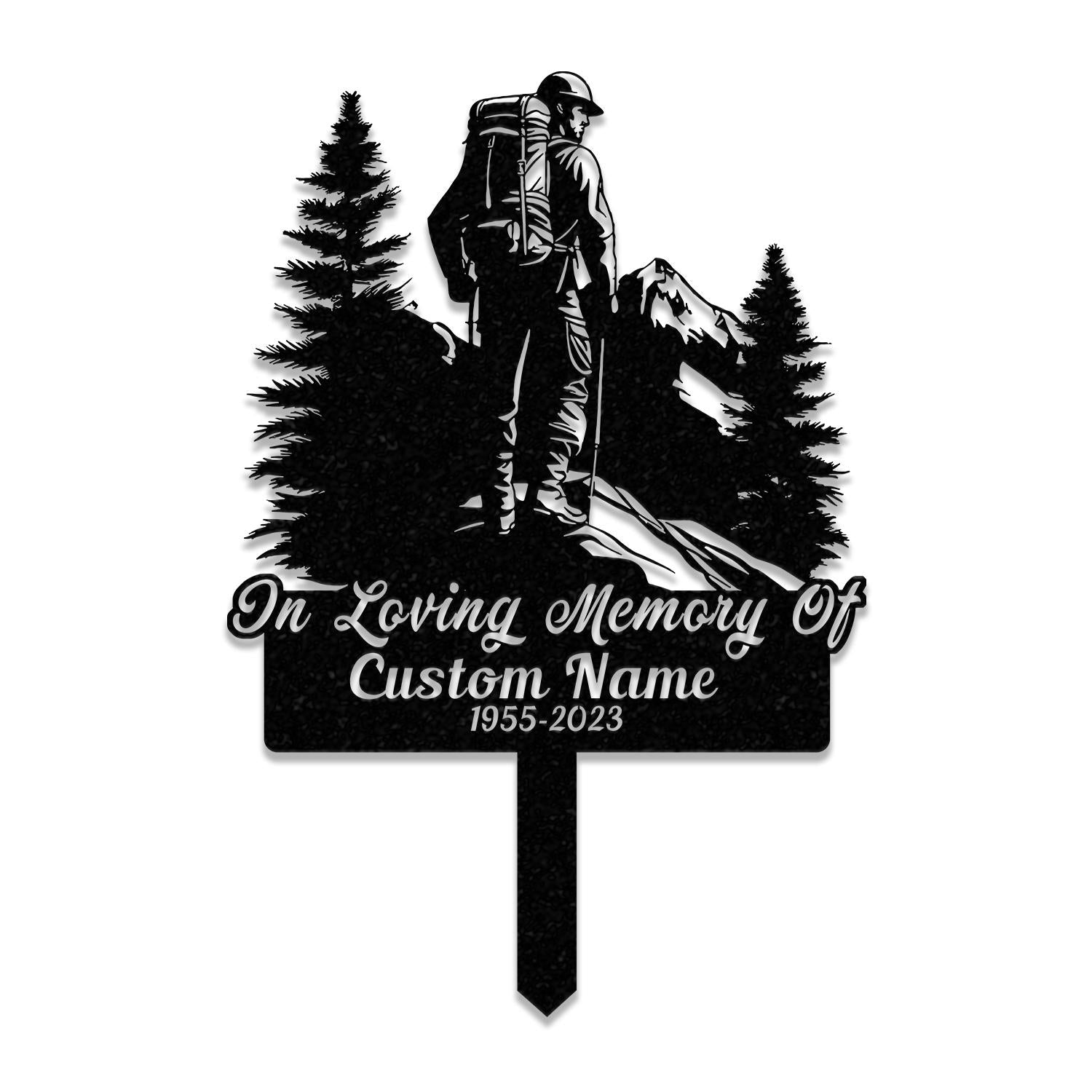 Personalized Hiker Mount Climbing Memorial Stake, Metal Stake, Sympathy Sign, Grave Marker, Remembrance Stake