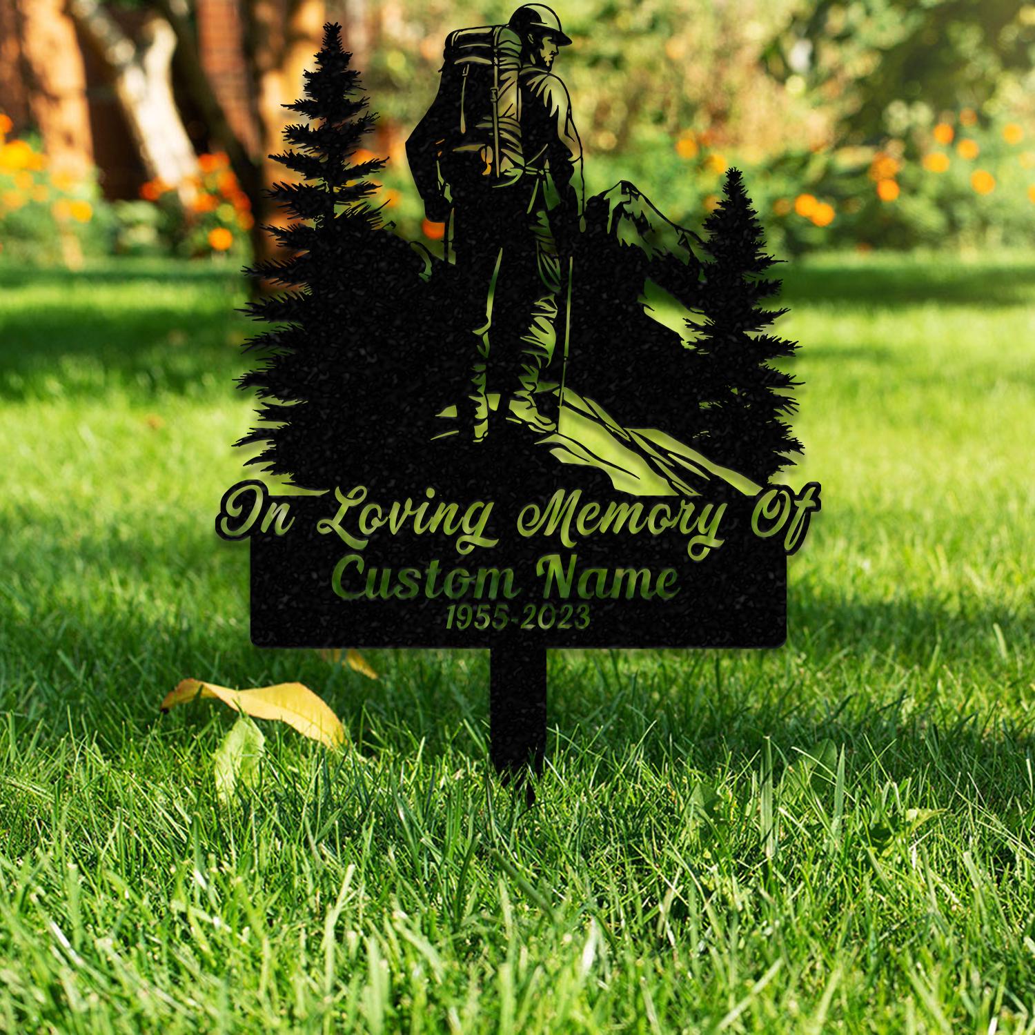 Personalized Hiker Mount Climbing Memorial Stake, Metal Stake, Sympathy Sign, Grave Marker, Remembrance Stake